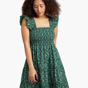 Ellie Nap Dress in Emerald Trellis Size S 🌸💚 Hill House Home